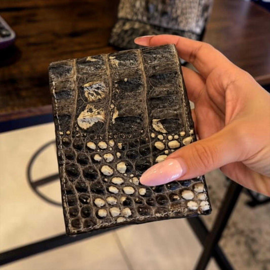 Natural American Alligator Wallet Bi-fold Card Slots ID Slot Bill Compartment Handmade Real