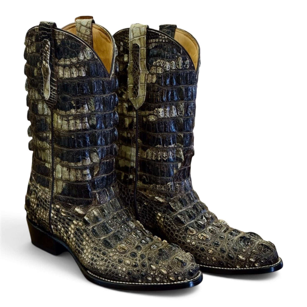 Men's El Malcreado Full Natural Genuine American Alligator Hornback Boots Handmade