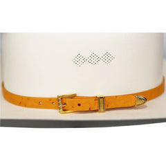 Ostrich Cowboy Hat Band Yellow Gold Plated 3 Piece Buckle Set  Handmade 26”