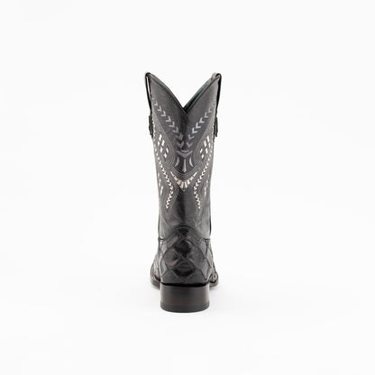 Men's Ferrini Bronco Pirarucu Print Boots Handcrafted Black - yeehawcowboy