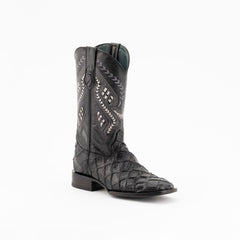 Men's Ferrini Bronco Pirarucu Print Boots Handcrafted Black