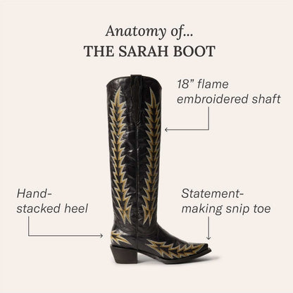 Women's Stetson Sarah Leather Boots Handcrafted Black