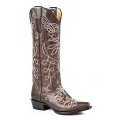 Women's Stetson Adeline Knee High Boots Snip Toe Handcrafted Brown