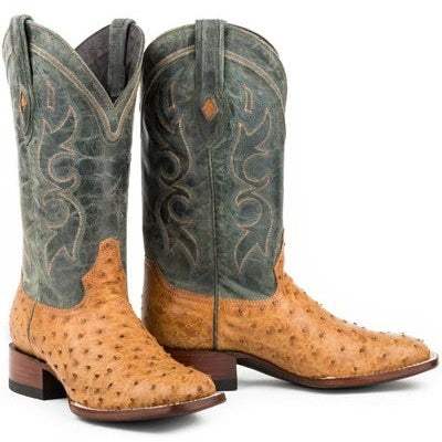 Men's Stetson Cheyenne Ostrich Boots Square Toe Handcrafted JBS Collection Tan