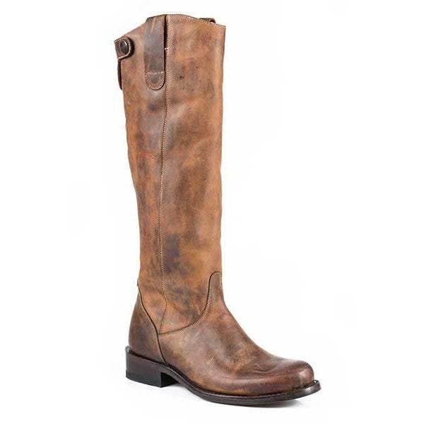 Women's Stetson Dover Knee High Boots Round Toe Handcrafted Brown