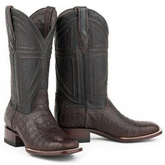 Men's Stetson Kaycee Caiman Belly Boots Square Toe Handcrafted JBS Collection Brown