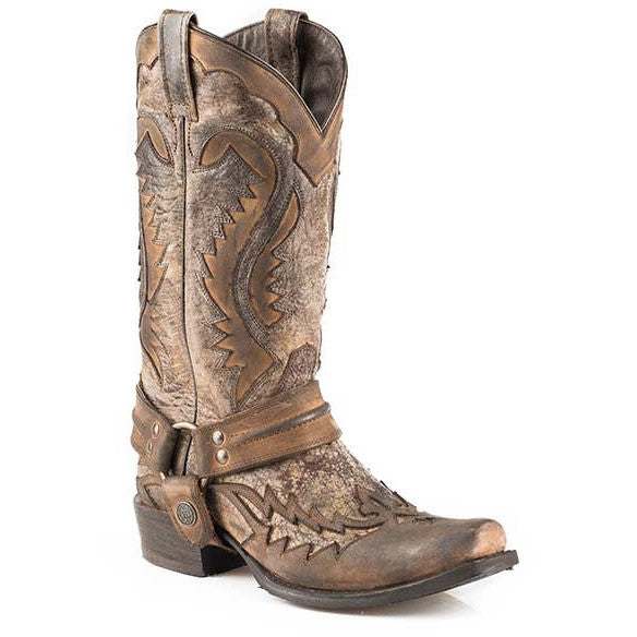 Stetson Outlaw Boots für Herren, quadratische Rocker-Zehe, handgefertigt, Braun