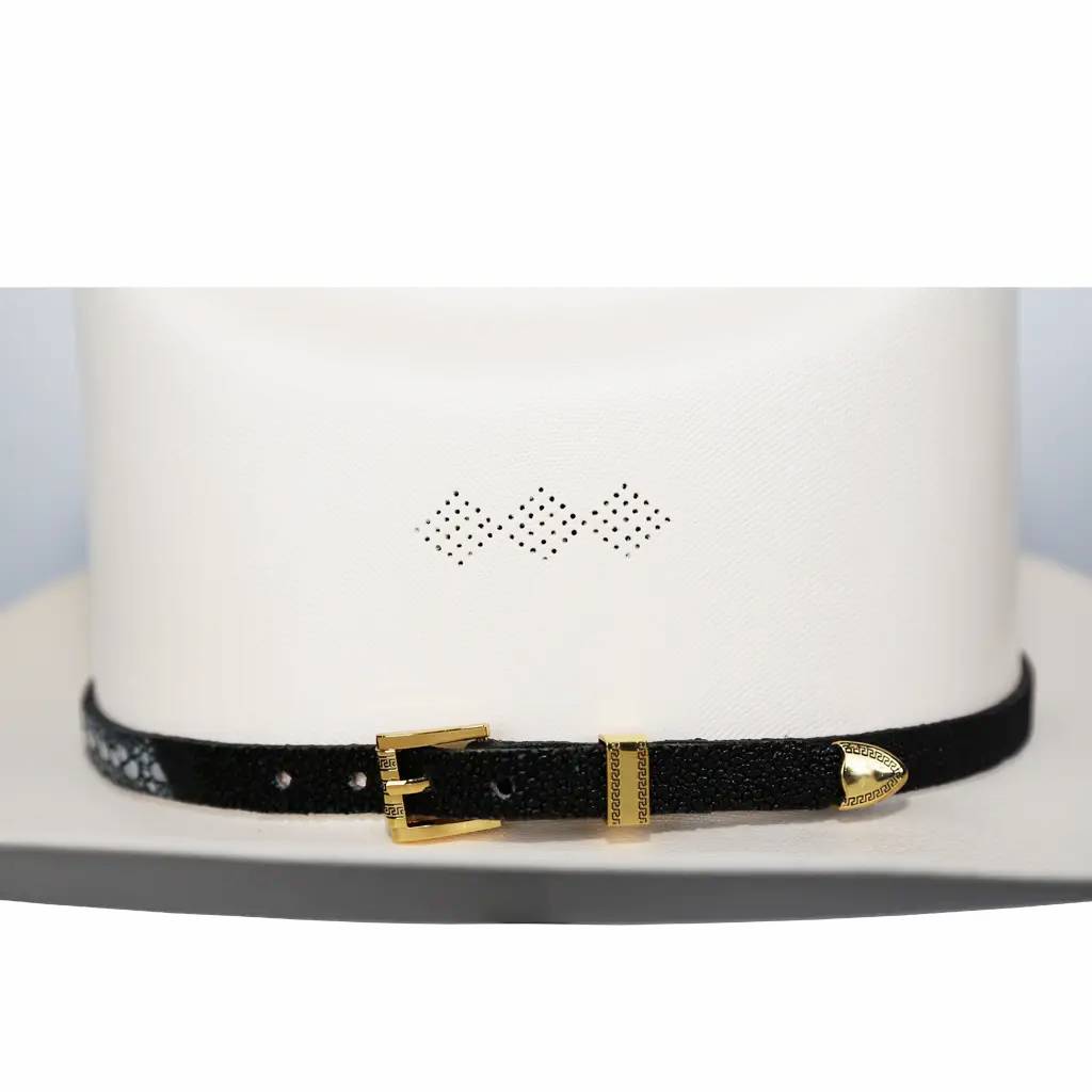 Banda para sombrero de vaquero Stingray, chapada en oro negro, juego de 3 hebillas, hecha a mano, 26"