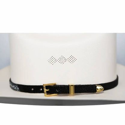 Banda para sombrero de vaquero Stingray, chapada en oro negro, juego de 3 hebillas, hecha a mano, 26"