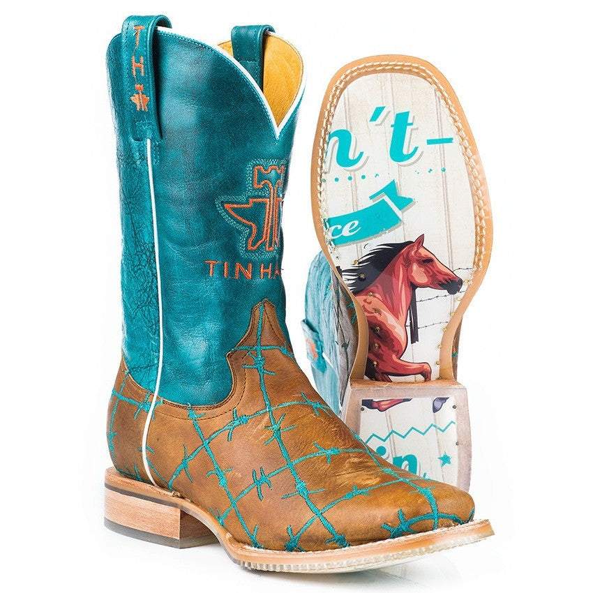 Tin Haul Barbd Wire Boots für Damen mit Wild &amp; Free Sohle, handgefertigt, Hellbraun
