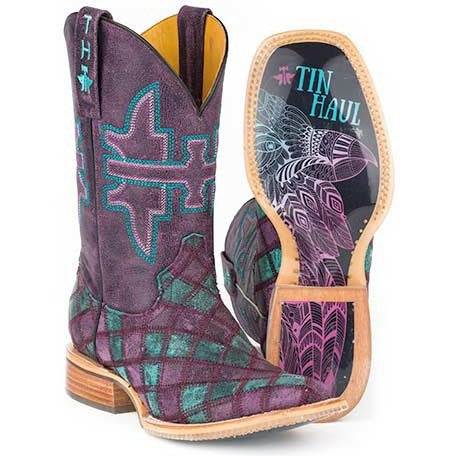 Damen Tin Haul Chevron Stiefel mit Adlersohle Handgefertigt Lila