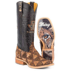 Women's Tin Haul Wild Thing Boots With Cheetah Sole Handmade Brown
