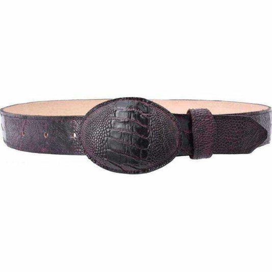 Handmade white diamond ostrich leg belt wine leather lining removable buckle