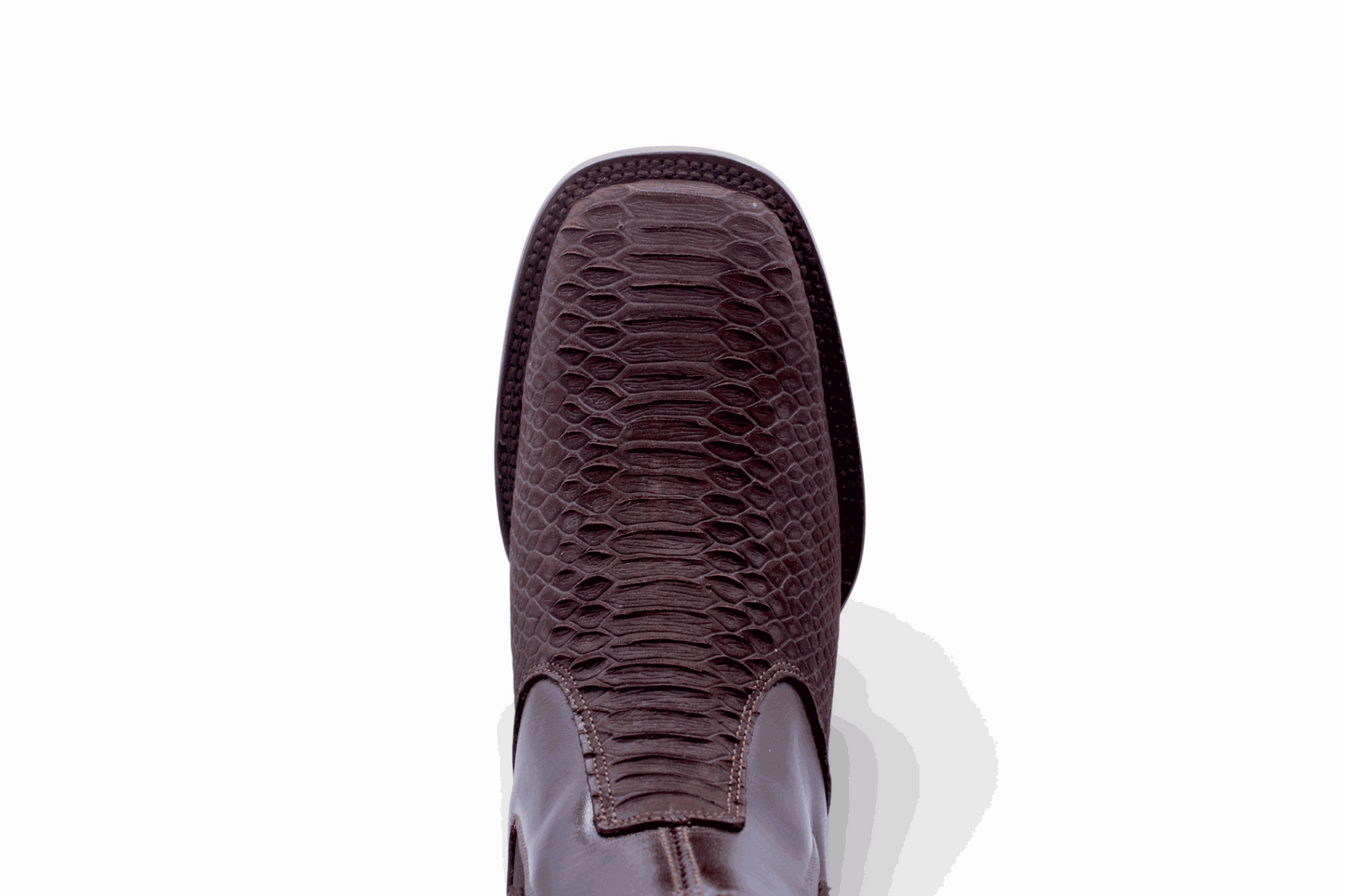Hooch Boots Mens Python Print Botin Chocolate – Genuine Leather Square Toe