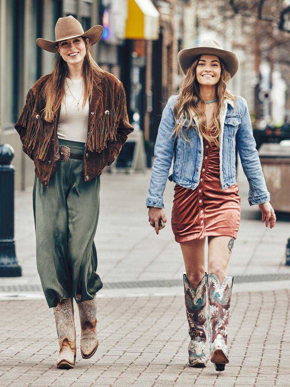 Women's Corral White Genuine Leather Boots Hand Tooled are tall cream western boots with colorful phoenix artwork and pointed toes.