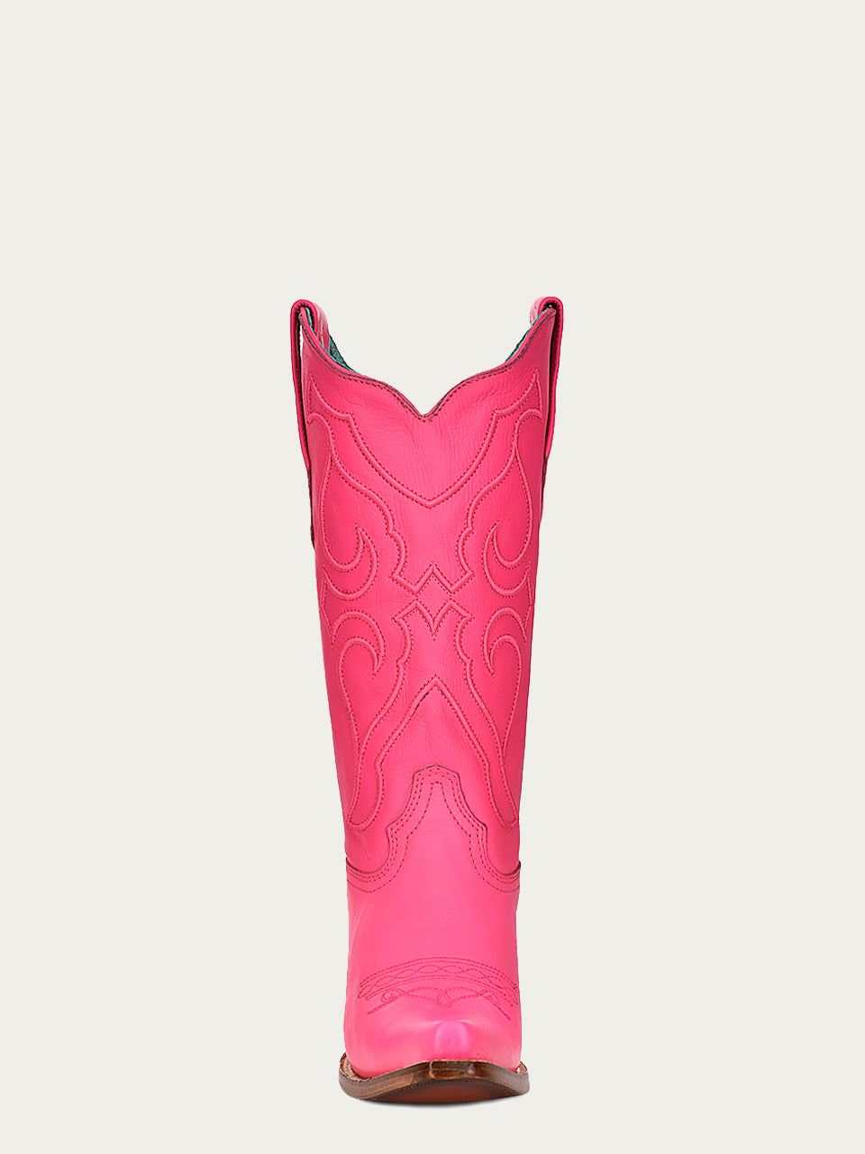 Women's Corral Fushia Genuine Leather Boots with Embroidery, bright fuchsia leather western boot with ornate stitched embroidery
