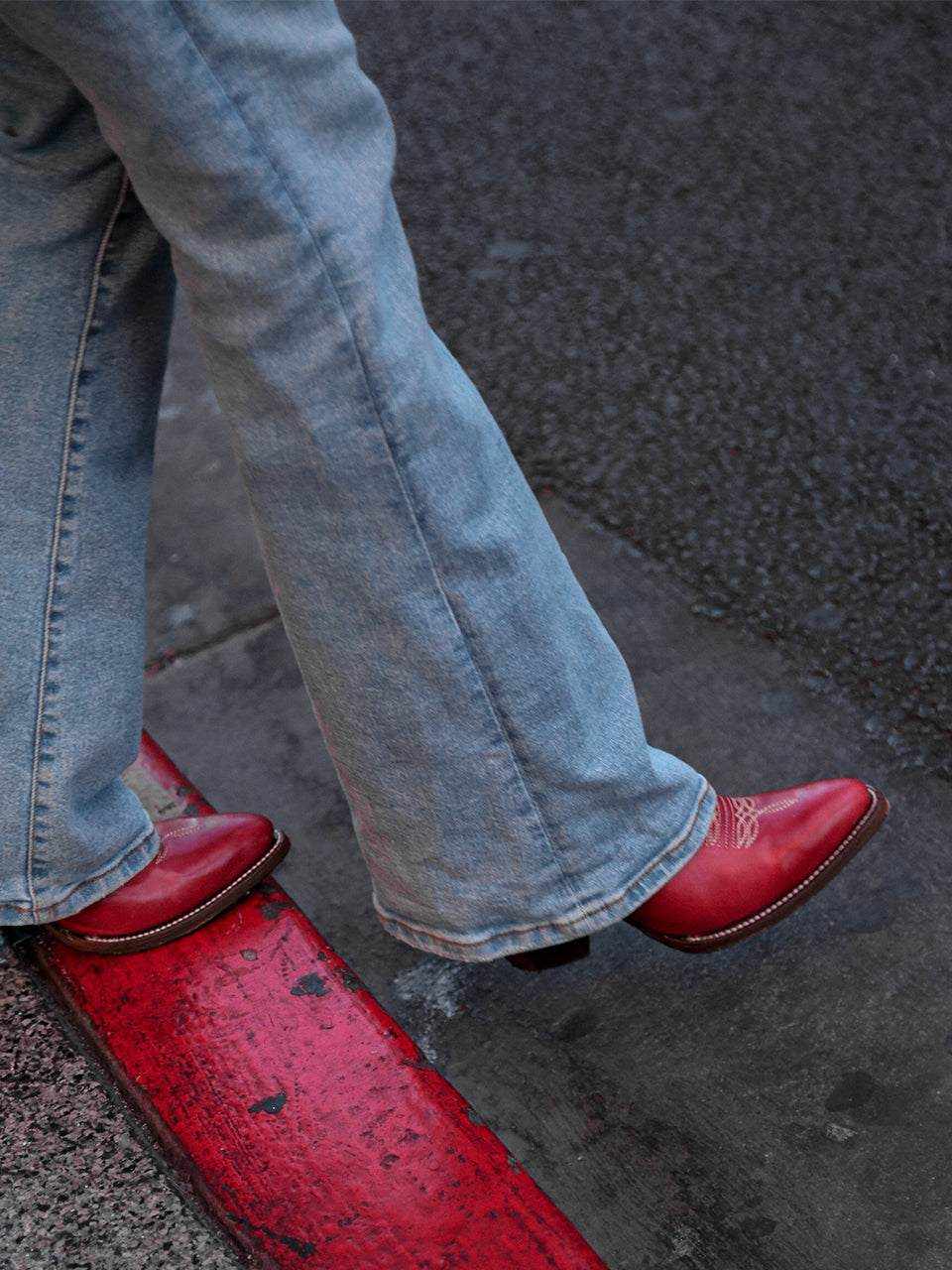 Women's Corral Red Genuine Leather Boots in bright red leather with subtle stitched trim and pointed snip toes