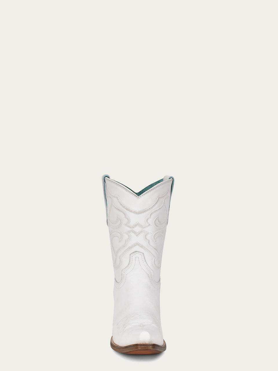 Women's Corral White Genuine Leather Boots with Embroidery, tall white leather shaft with ornate stitched patterns