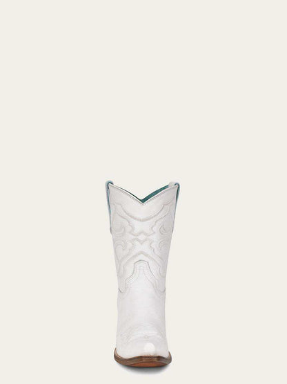 Women's Corral White Genuine Leather Boots with Embroidery, tall white leather shaft with ornate stitched patterns