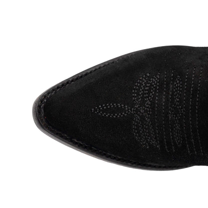 Women's Ferrini Quinn Leather Boots in black suede with a snip toe and subtle stitched vamp detailing