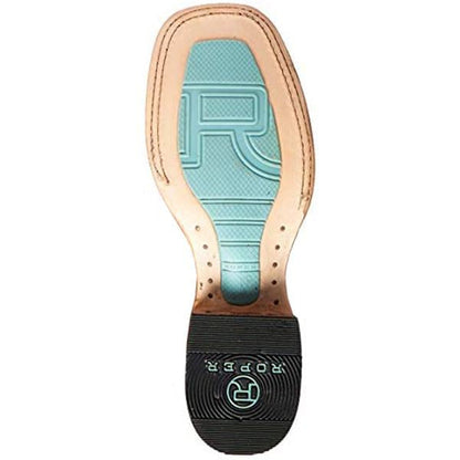 Women's Roper Thin Blue Line Heart With Concealed Carry Boots Handcrafted Performance System Flex-tra Brown - yeehawcowboy