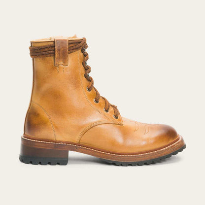 Women's Stetson August tan leather boots with lace-up lug sole