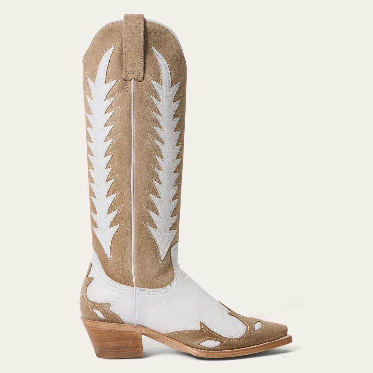 Women's Stetson Beth cream suede boots with flame design