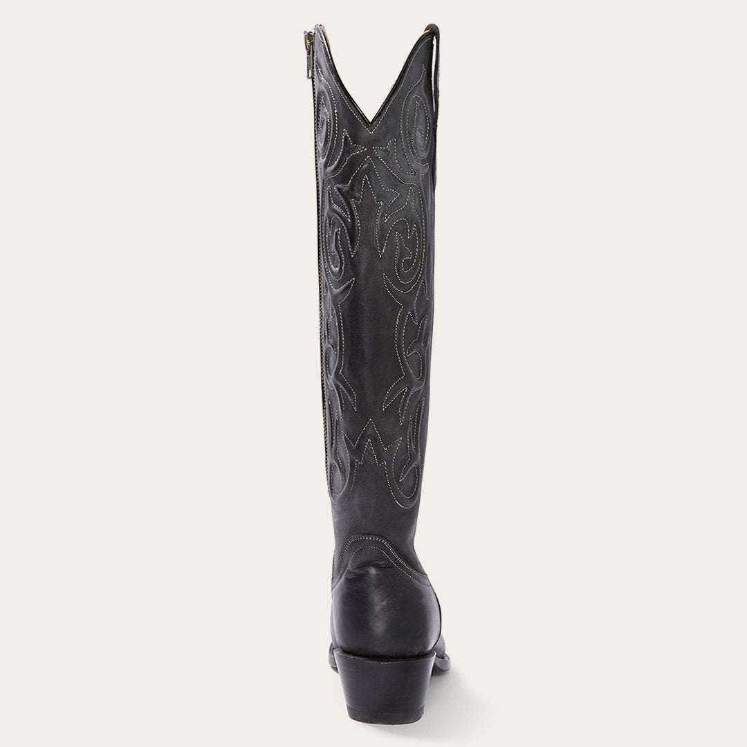 Womens handcrafted black Stetson Blair knee high snip toe boots