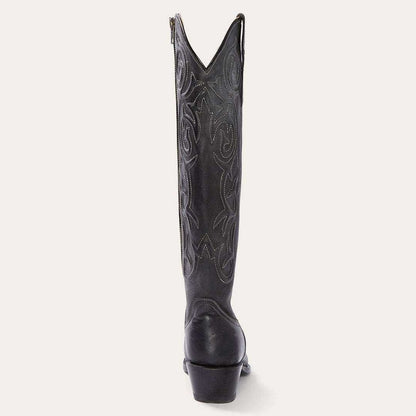 Womens handcrafted black Stetson Blair knee high snip toe boots
