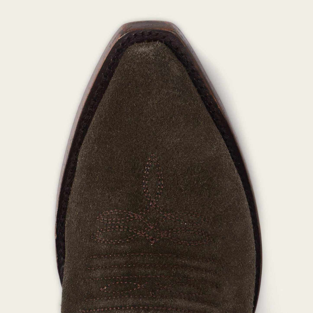 Womens Stetson Casey olive suede snip toe boots with embroidery