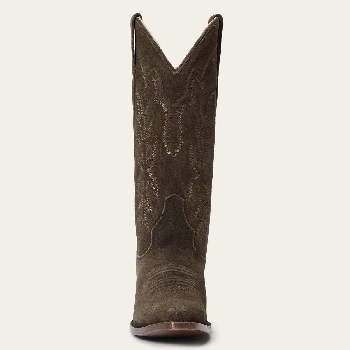 Women's Stetson Casey olive suede snip toe boots with embroidered shaft