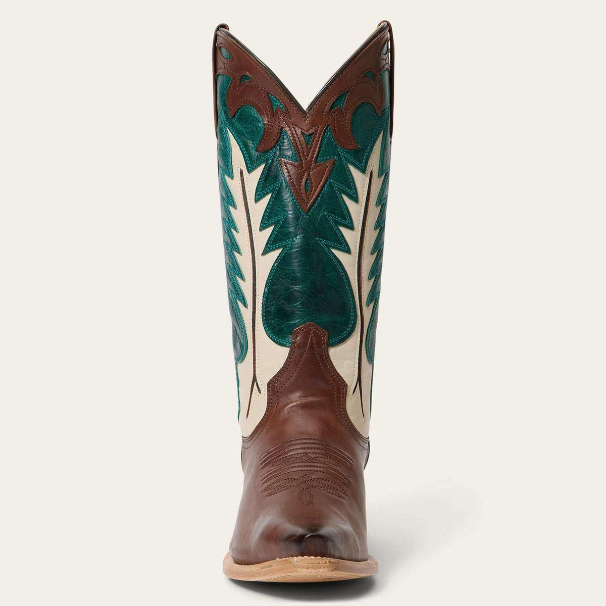 Handcrafted brown women's Stetson Dani cowboy boots with turquoise shaft