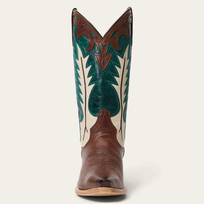 Handcrafted brown women's Stetson Dani cowboy boots with turquoise shaft