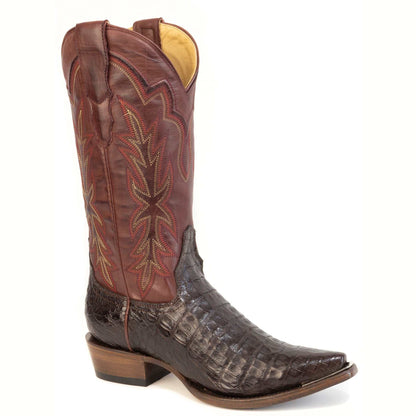 Womens Stetson Elizabeth Caiman Boots handcrafted snip toe chocolate