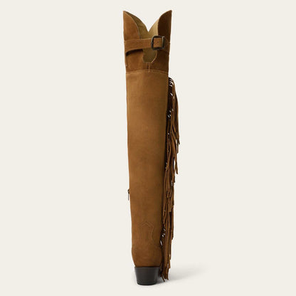 Womens Stetson glam leather tan suede over the knee boots