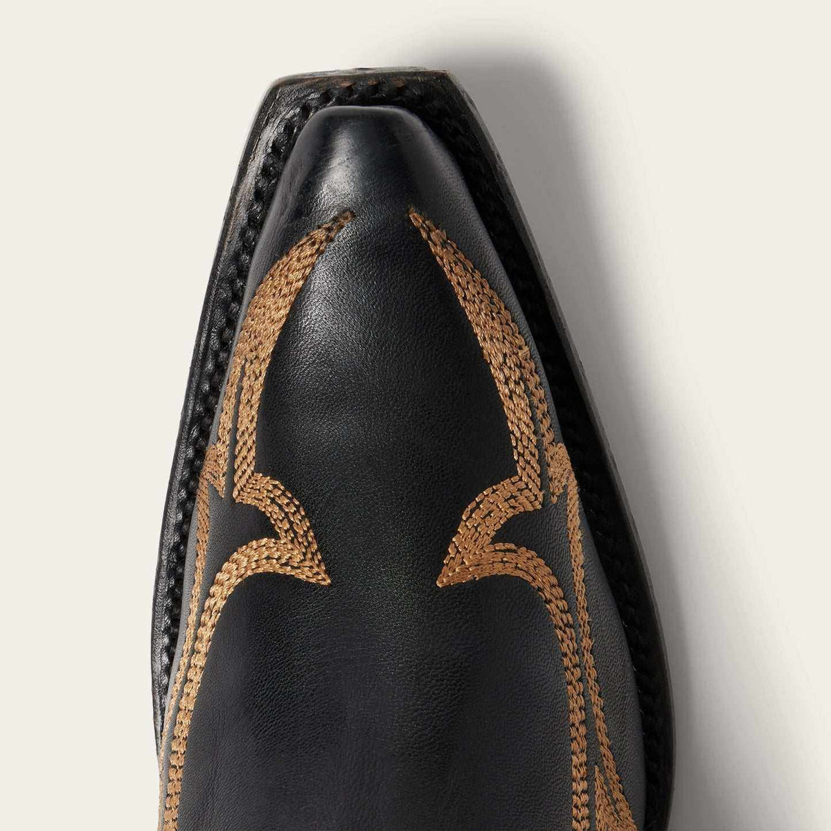 Handcrafted black women's Stetson Greta ankle leather boots with embroidery