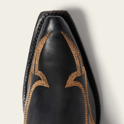 Handcrafted black women's Stetson Greta ankle leather boots with embroidery