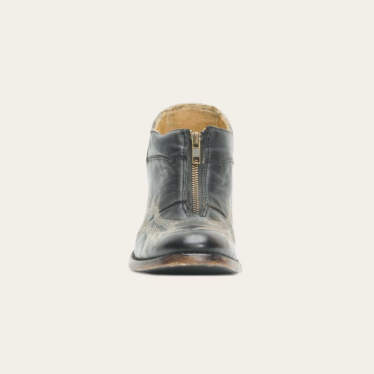 Womens black Stetson Nicole leather boots with 5-inch shaft and front zipper