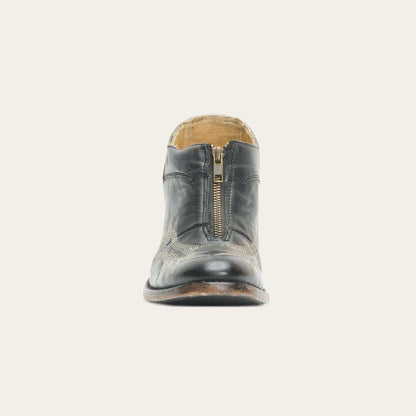 Womens black Stetson Nicole leather boots with 5-inch shaft and front zipper