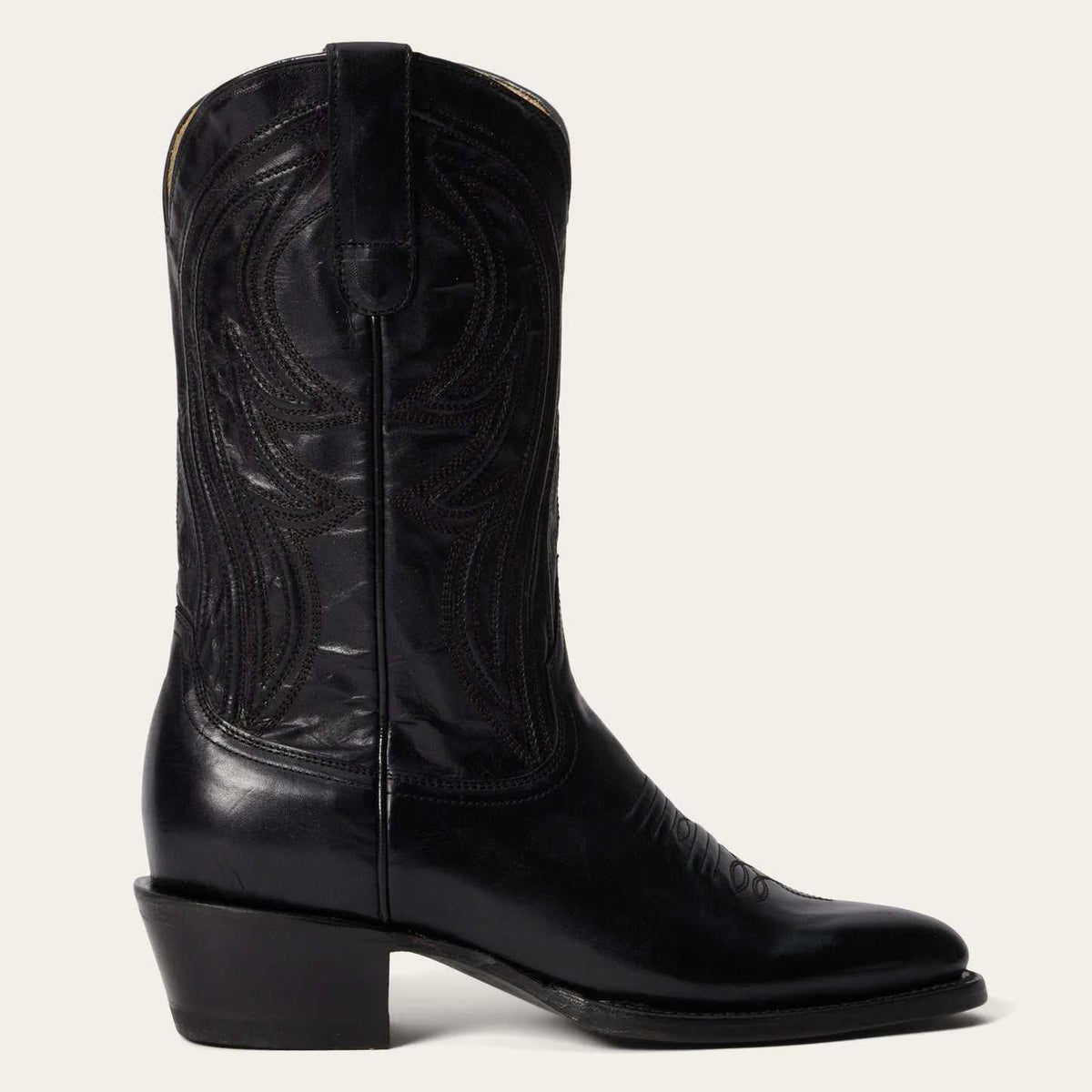Black Women's Stetson Nora Boots with corded shaft and stacked heel