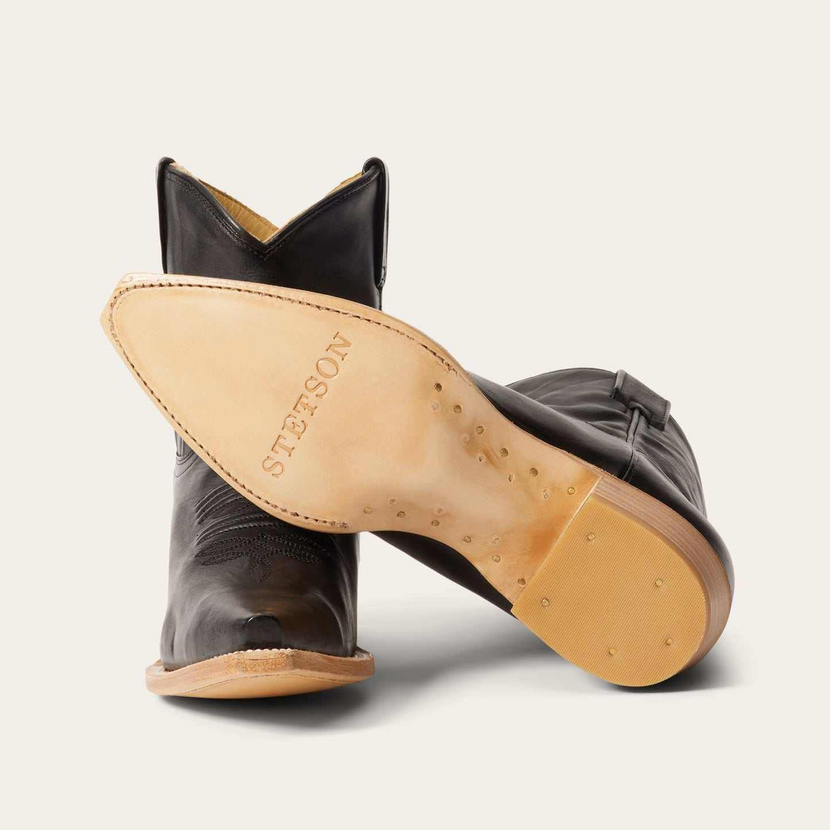 Womens Stetson Riley black leather ankle boots handcrafted