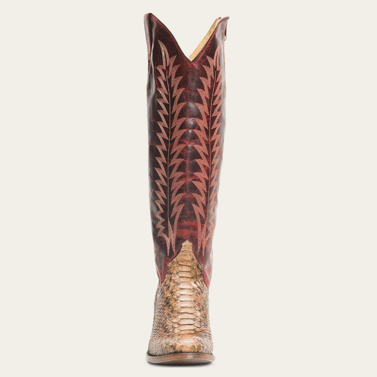 Handcrafted women's Stetson Ruby Python boots brown leather western style