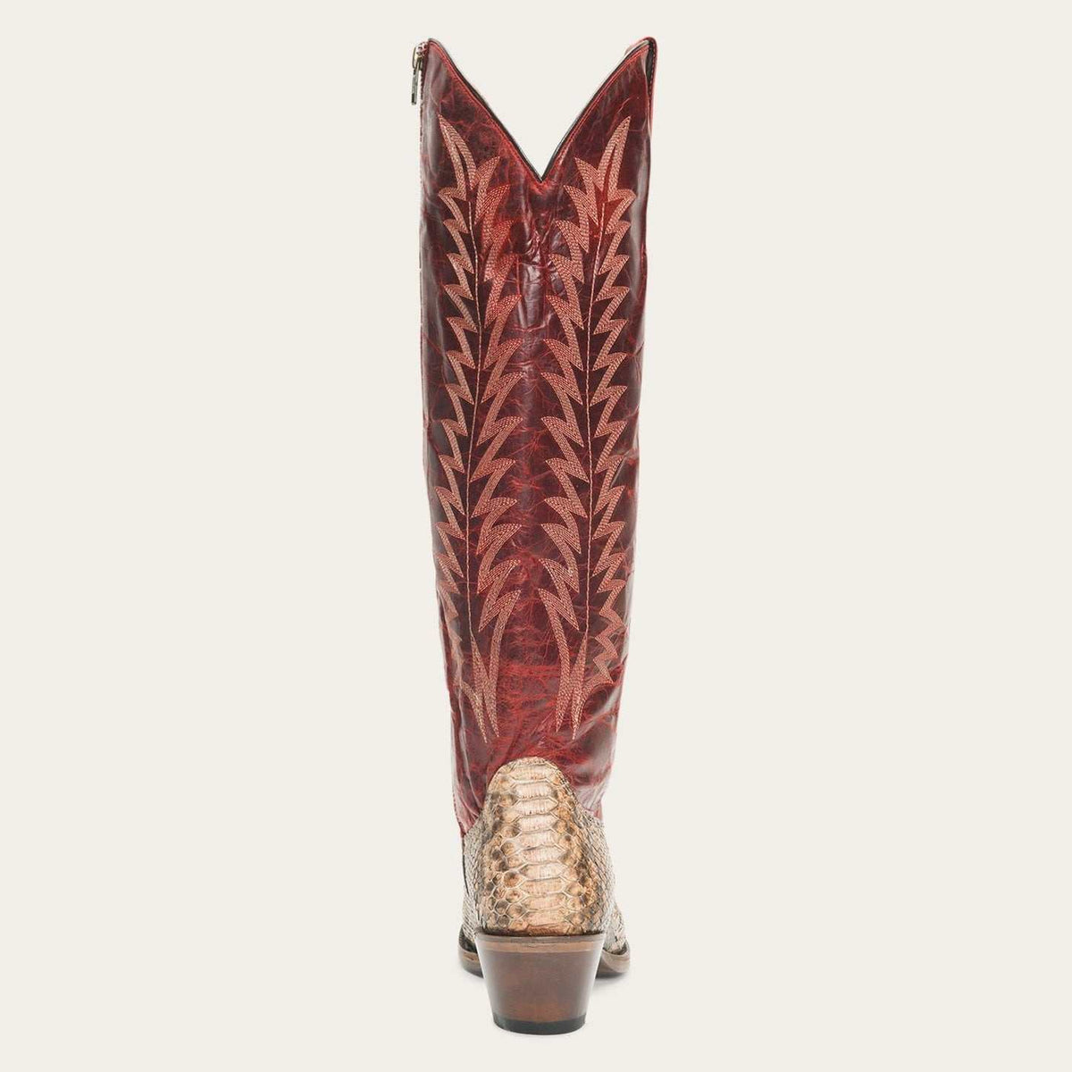 Women's Stetson Ruby Python brown boots with vintage flame embroidery
