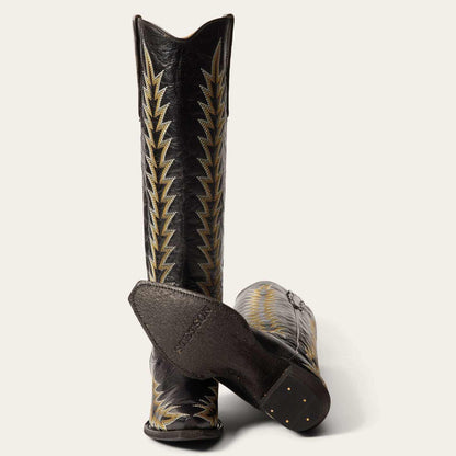 Handcrafted black Women’s Stetson Sarah leather boots with vintage embroidery