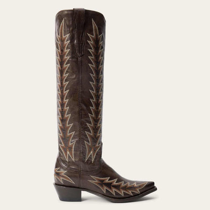 Women's Stetson Sarah handcrafted chocolate leather cowboy boots with snip toe
