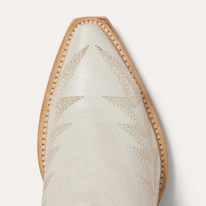 Cream leather Women's Stetson Sarah boots with vintage embroidery