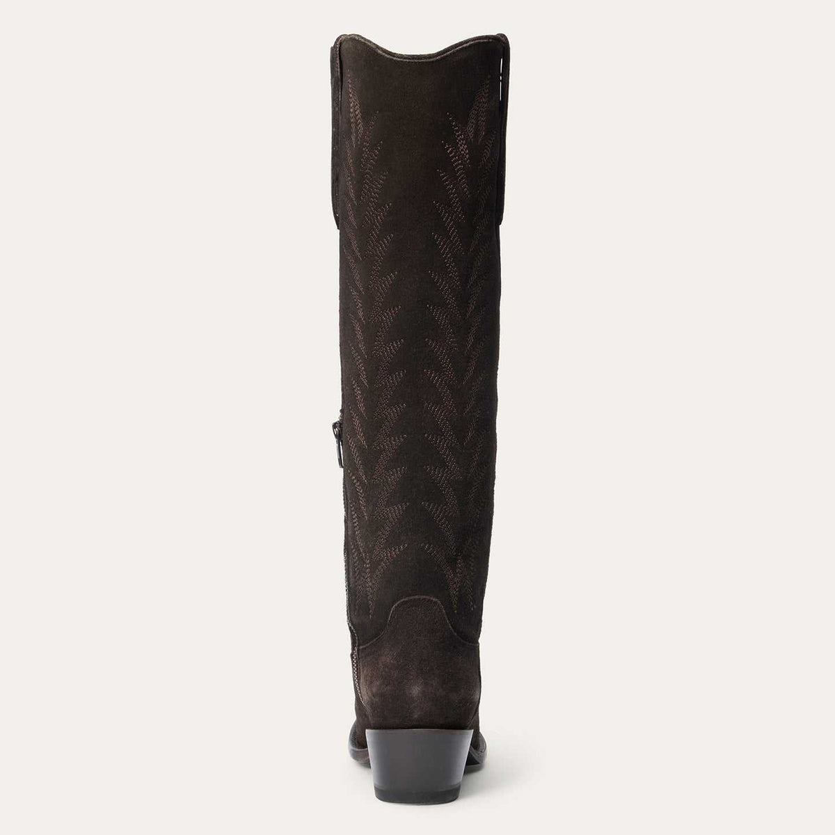 Women's brown Stetson Sissy suede boots with square toe and vintage embroidery