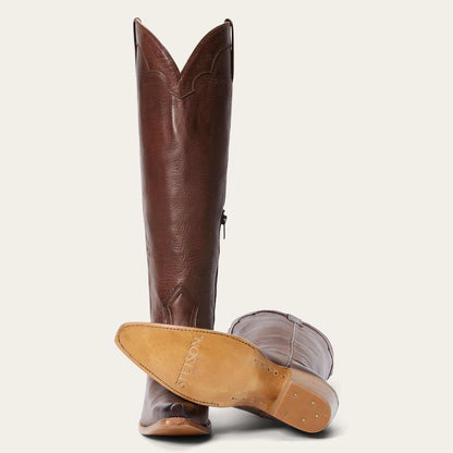 Handcrafted brown women's Stetson Sutton leather boots with snip toe