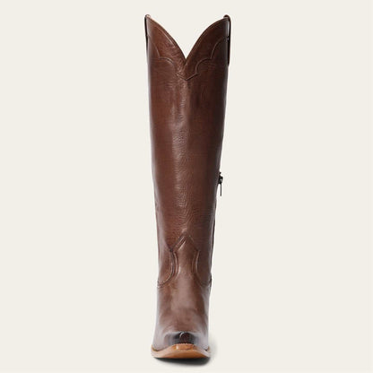 Womens Stetson Sutton handcrafted brown leather snip toe boots