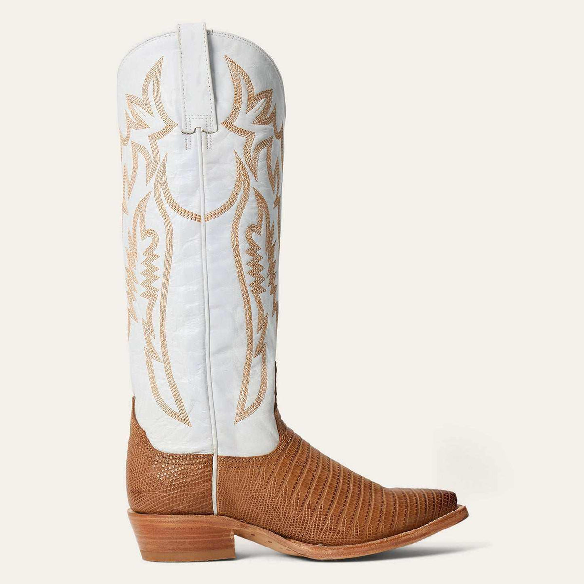 Women's Stetson Toni Teju Lizard tan leather boots with embroidery